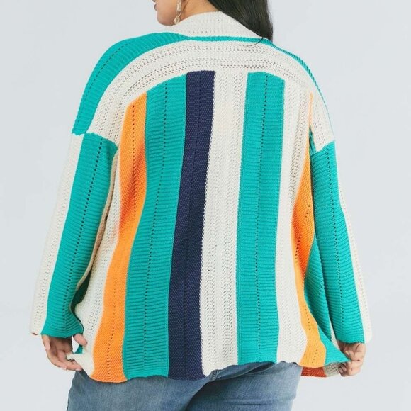 DAVI & DANI Colourblock Open Front Cardigan Sweater - Picture 5 of 8